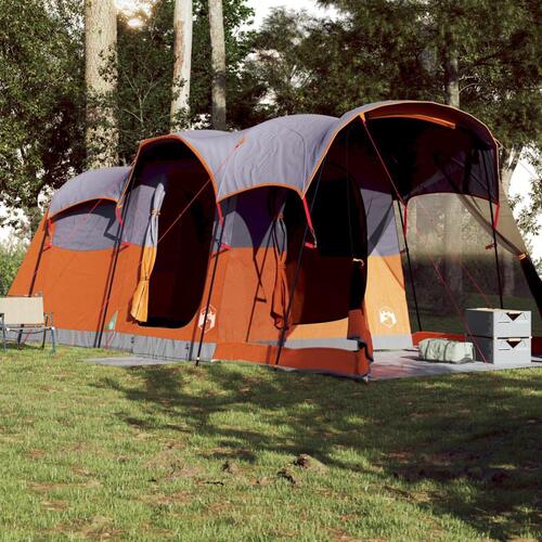 8-personers campingtelt vandafvisende grå og orange