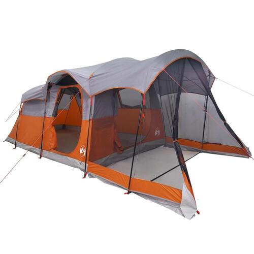 8-personers campingtelt vandafvisende grå og orange