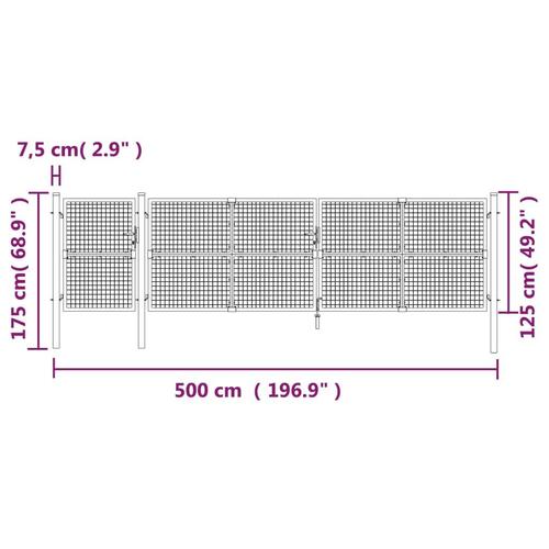 Gitterlåge til havehegn 500x175 cm galvaniseret stål grøn