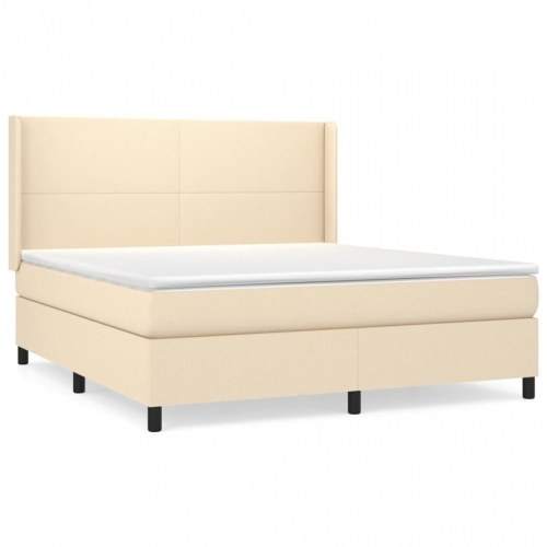 Kontinentalseng med madras 160x200 cm - stof, cremefarvet