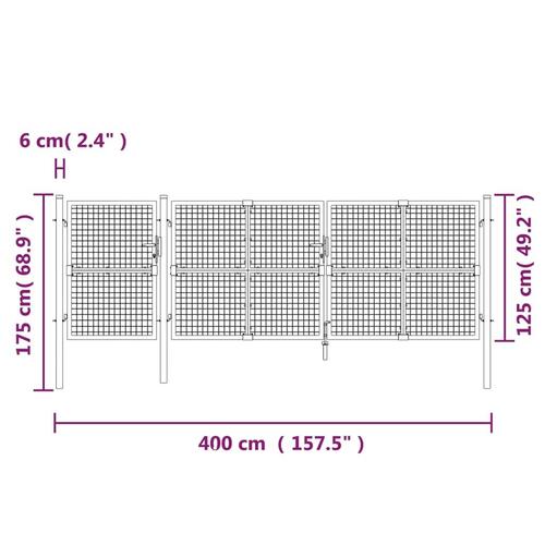 Gitterlåge til havehegn 400x175 cm galvaniseret stål grøn