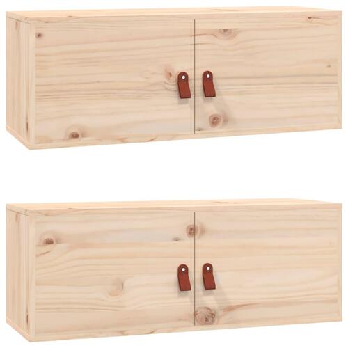 Vægskabe 2 stk. 80x30x30 cm massivt fyrretræ