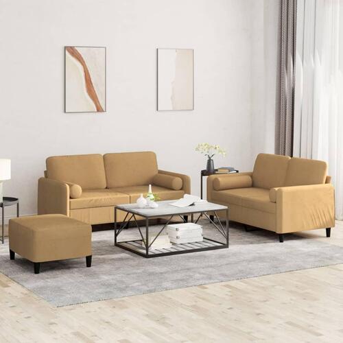 3 personers sofa med puder velour brun