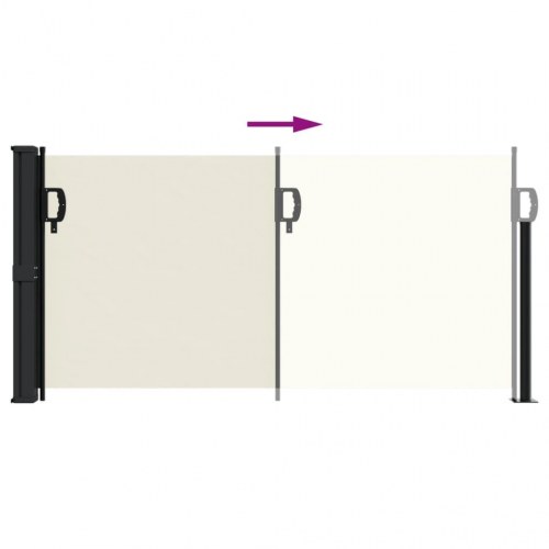 Sidemarkise 100×500 cm - sammenrullelig, cremefarvet privatlivsskærm