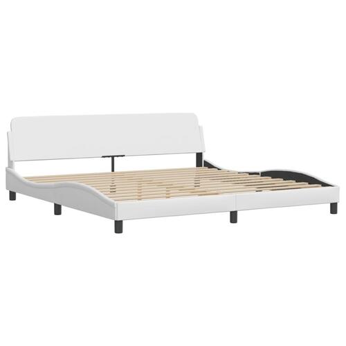 Seng med madras 200x200 cm kunstlæder hvid