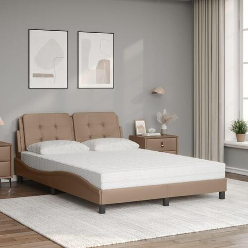 Seng 140x200 cm kunstlæder cappuccinofarvet