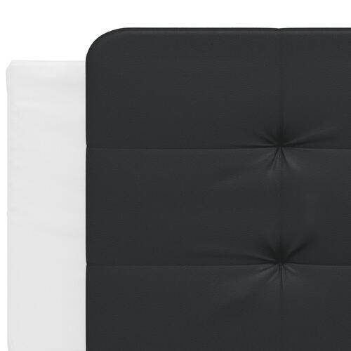 Seng med madras 200x200 cm kunstlæder hvid og sort