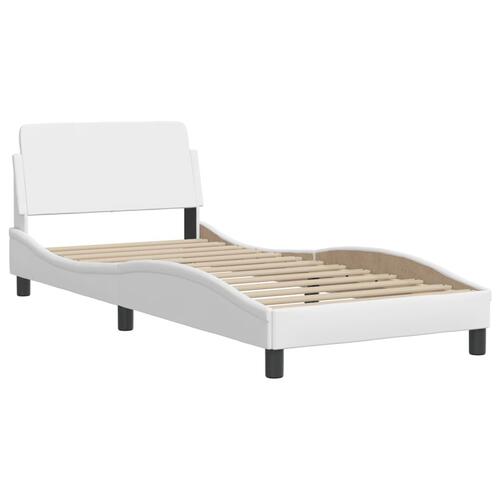 Seng med madras 90x190 cm kunstlæder hvid
