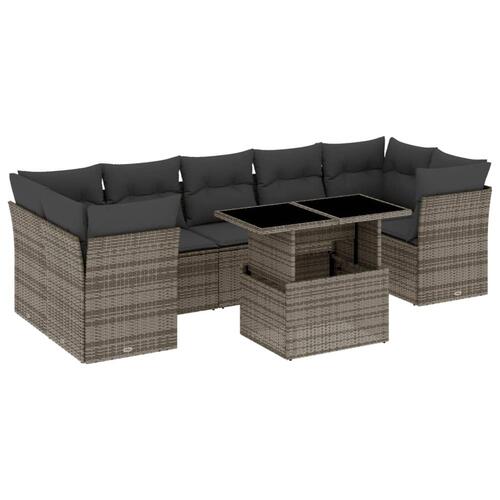 Sofasæt til haven 8 dele med hynder polyrattan grå