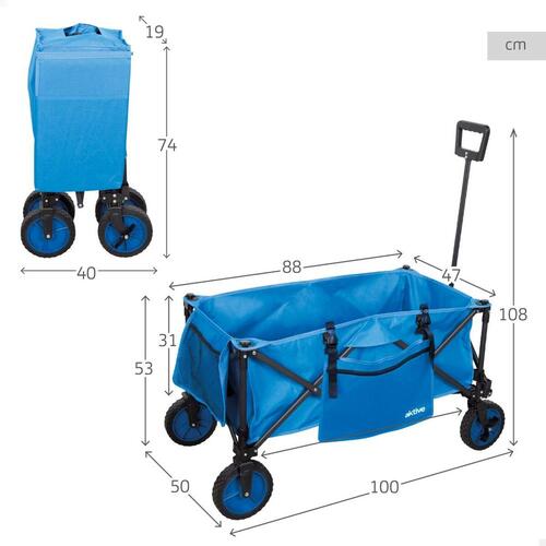 Multifunktionel vogn Aktive Sort Polyester PVC Stål 88 x 108 x 47 cm Foldbar Strand
