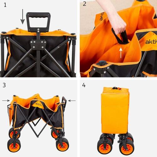 Multifunktionel vogn Aktive Orange Polyester PVC Stål 86 x 108 x 44 cm Foldbar Strand
