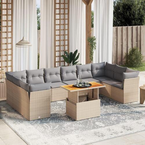 Sofasæt til haven 11 dele med hynder polyrattan beige