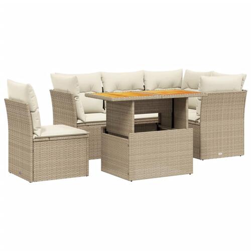 Sofasæt til haven 5 dele med hynder polyrattan beige