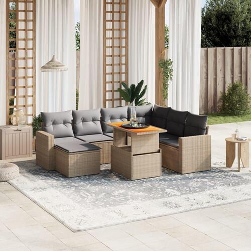 Sofasæt til haven 8 dele med hynder polyrattan beige