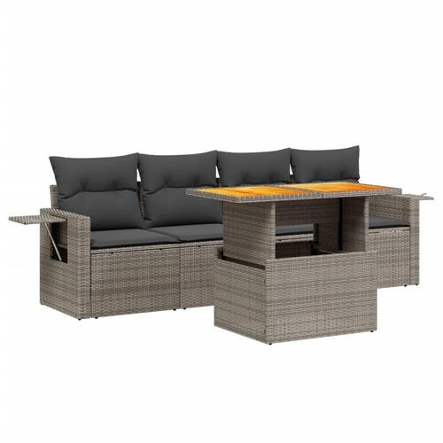 Sofasæt til haven 5 dele med hynder polyrattan beige