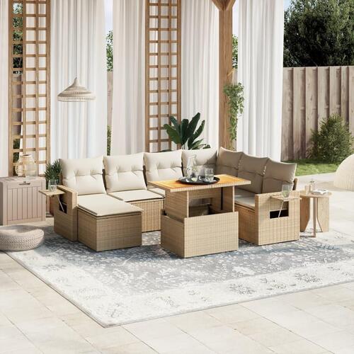 Sofasæt til haven 8 dele med hynder polyrattan beige