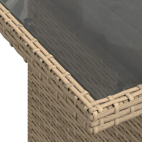 Havebord med glastop 100x55x73 cm polyrattan beige