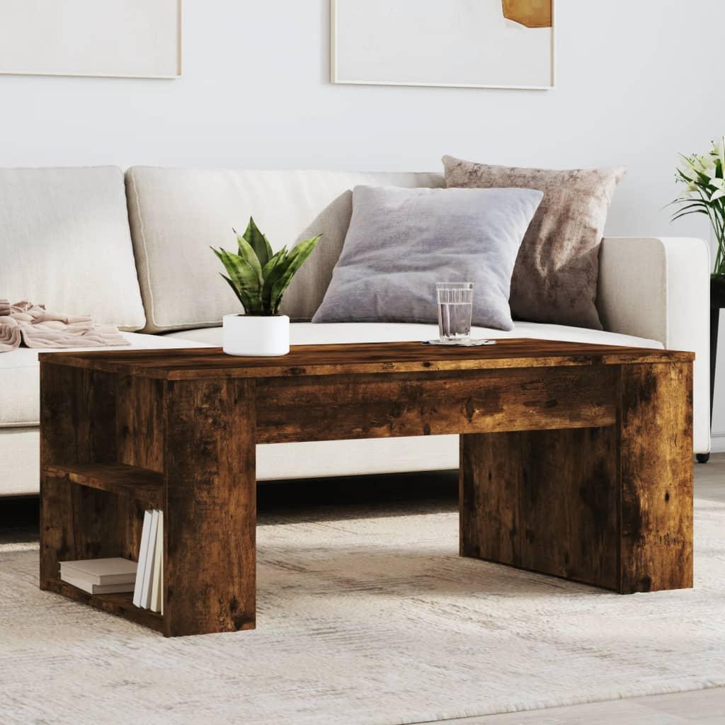 Sofabord 102x55x42 cm konstrueret træ røget egetræsfarve