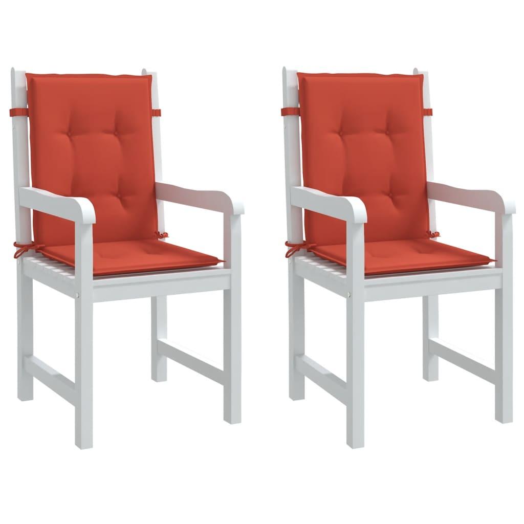 Stolehynder med lav ryg 2 stk. 100x50x4 cm stof red