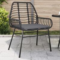 Havestole 2 stk. med hynder polyrattan sort