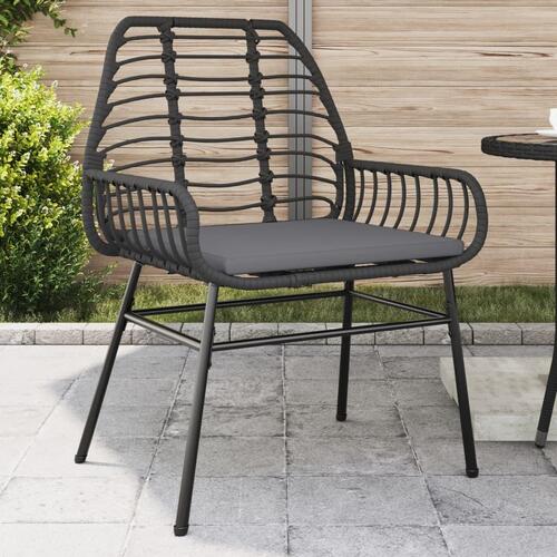 Havestole 2 stk. med hynder polyrattan sort
