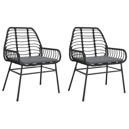 Havestole 2 stk. med hynder polyrattan sort