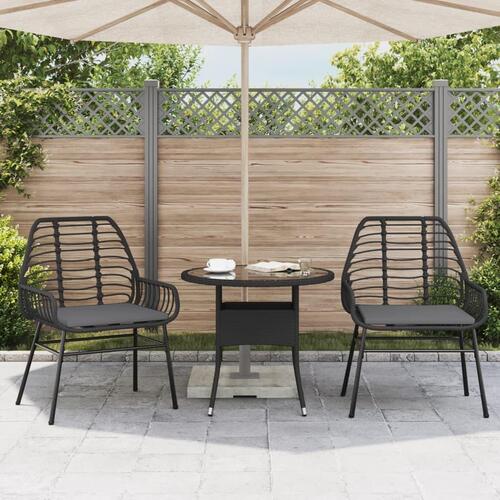 Havestole 2 stk. med hynder polyrattan sort
