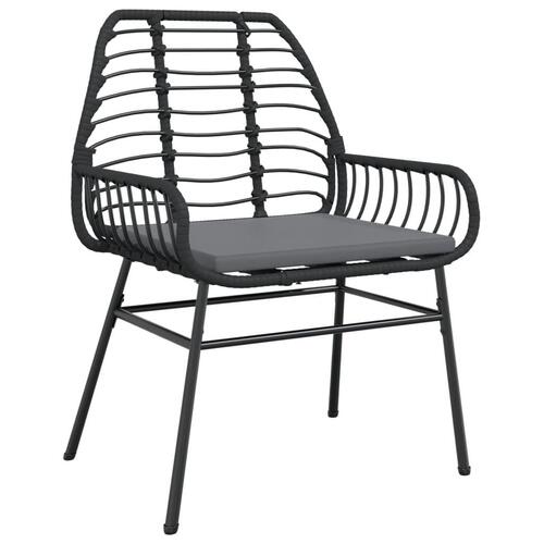 Havestole 2 stk. med hynder polyrattan sort