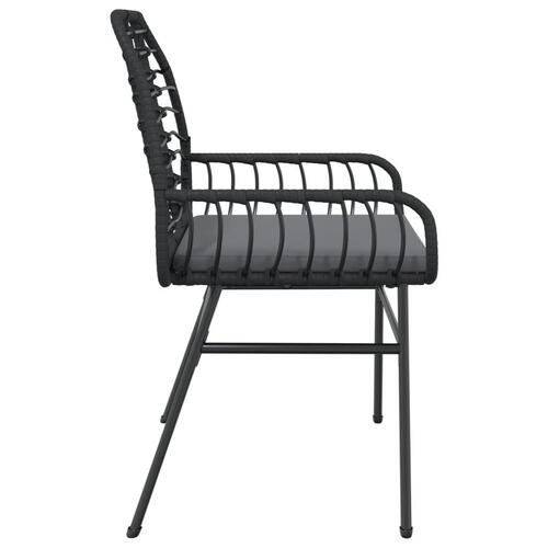 Havestole 2 stk. med hynder polyrattan sort
