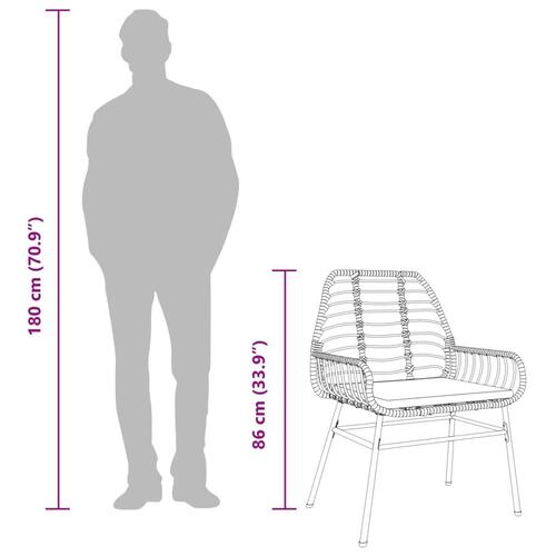 Havestole 2 stk. med hynder polyrattan sort