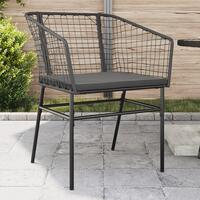 Havestole 2 stk. med hynder polyrattan sort