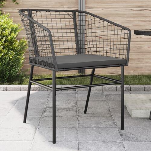 Havestole 2 stk. med hynder polyrattan sort