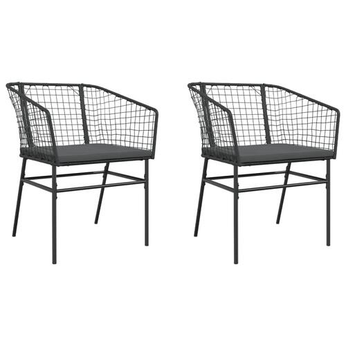 Havestole 2 stk. med hynder polyrattan sort