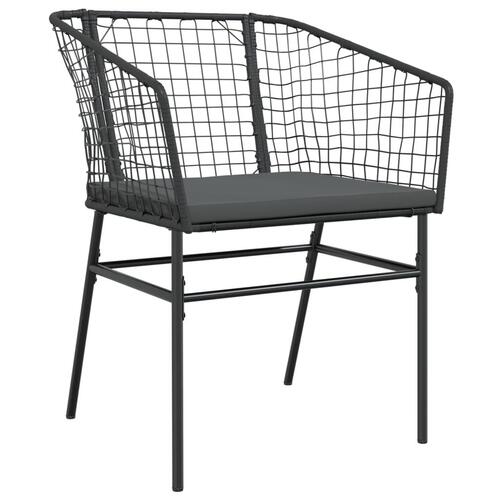 Havestole 2 stk. med hynder polyrattan sort