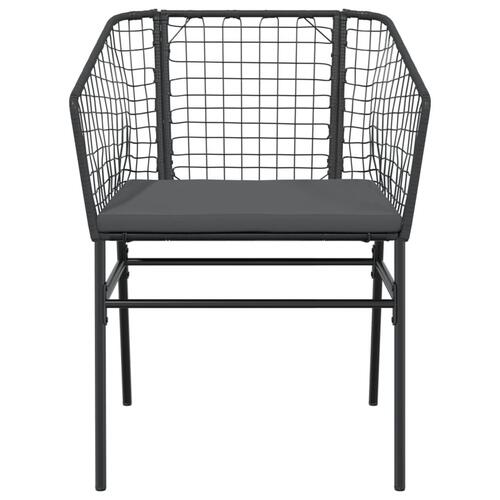 Havestole 2 stk. med hynder polyrattan sort