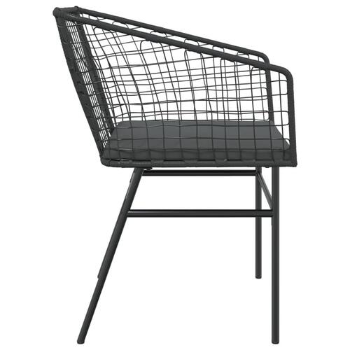 Havestole 2 stk. med hynder polyrattan sort