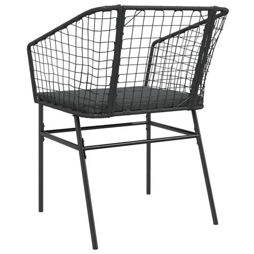 Havestole 2 stk. med hynder polyrattan sort