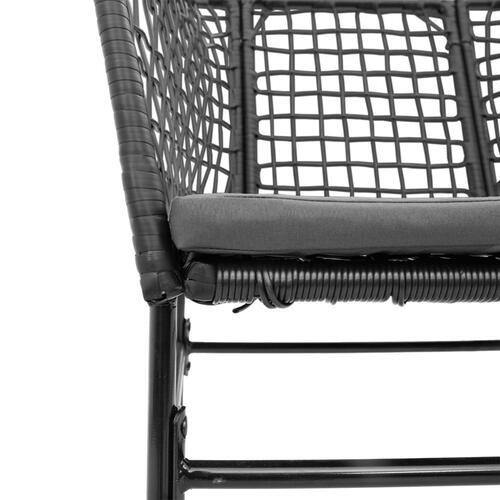 Havestole 2 stk. med hynder polyrattan sort