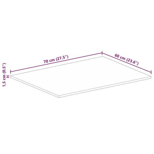 Bordplade 70x60x1,5 cm rektangulær massivt genbrugstræ