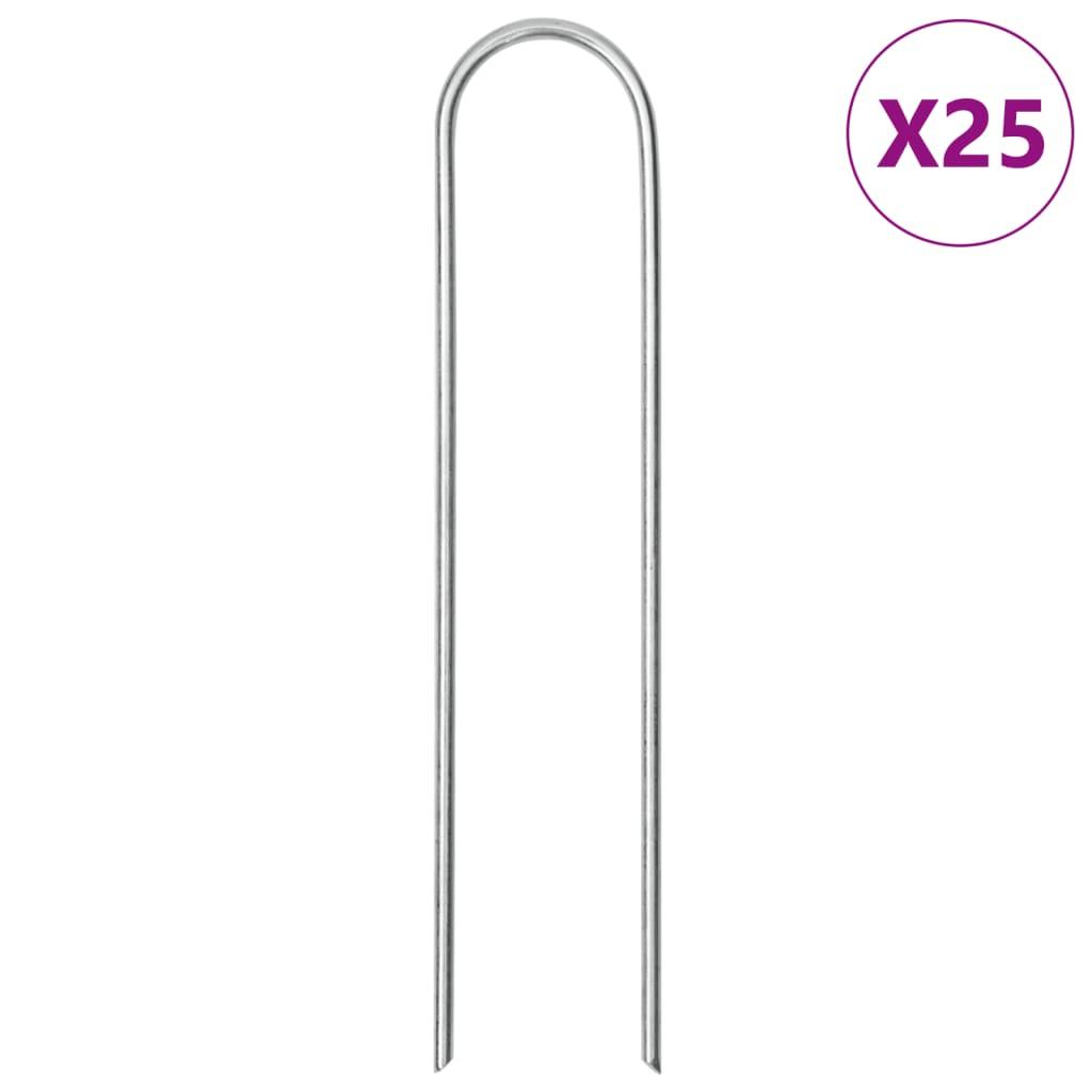 Jordpløkker 25 stk. U-facon 15x3,5 cm galvaniseret stål