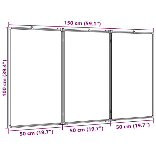 Magnetisk whiteboard 150x100x1,7 cm foldbart aluminium