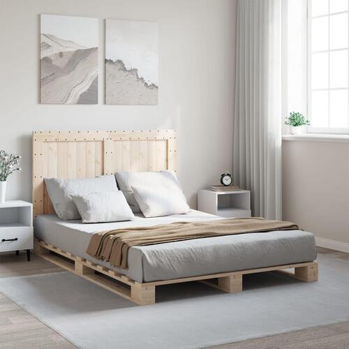 Sengeramme med sengegavl 140x200 cm massivt fyrretræ hvid