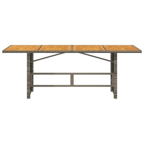 Havebord med akacietop 190x80x75 cm polyrattan grå