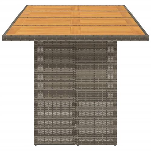 Havebord med akacietop 190x80x75 cm polyrattan grå