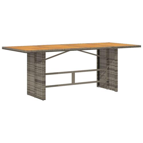Havebord med akacietop 190x80x75 cm polyrattan grå
