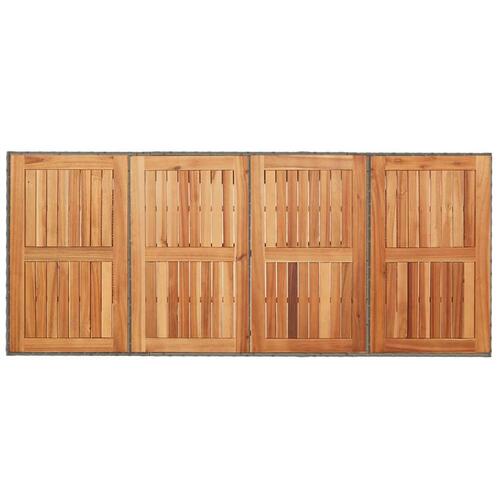 Havebord med akacietop 190x80x75 cm polyrattan grå