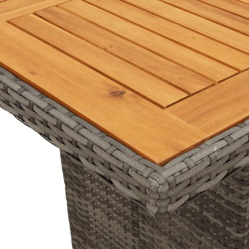 Havebord med akacietop 190x80x75 cm polyrattan grå