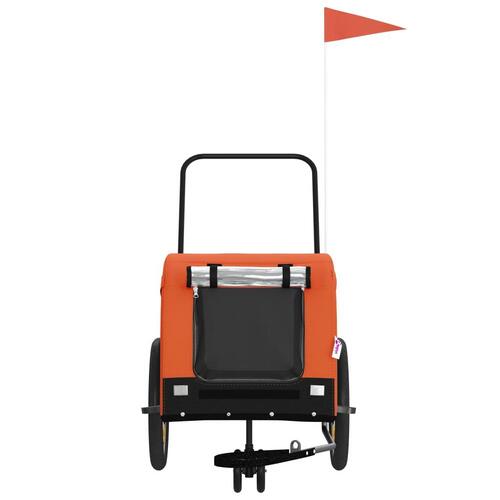 Hundetrailer til cykel oxfordstof og jern orange og sort