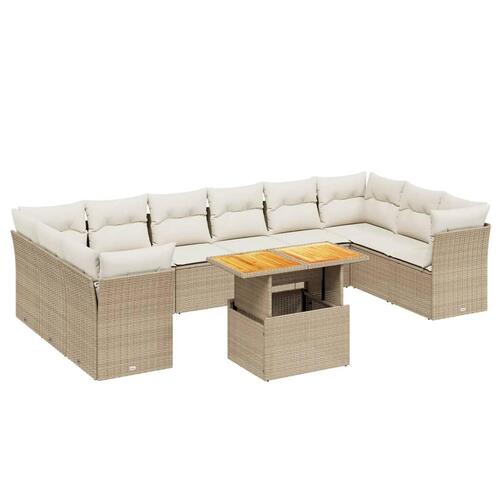 Sofasæt til haven 11 dele med hynder polyrattan beige