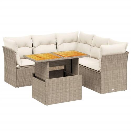 Sofasæt til haven 5 dele med hynder polyrattan beige